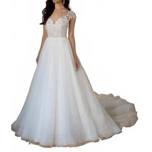 NEW STELLA YORK sparkling lace princess ballgown wedding dress in shades of ivor